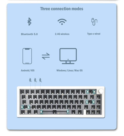 Kit de teclado mecânico personalizado GMK67 65% Gasket Bluetooth 2.4G sem fios hot-swappable com retroiluminação RGB