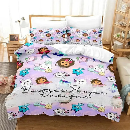 Gabby's Dollhouse 3D Printed Duvet Case Pillowcase Bedding Set Twin Full King for Kids Adults Bedroom