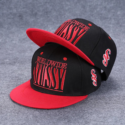 Baseballcap mit flachem Schirm, Buchstabenstickerei für Herren, vielseitig kombinierbar, Damen-Sommer-Hip-Hop-Hut, Outdoor-Sonnenschutz, verstellbare Schirmmütze
