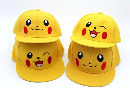 Cartoon Pikachu Cosplay Baseball Hat with Ears Cute Pokemon Baseball Cap for Adults Kids Costume Party Gift
