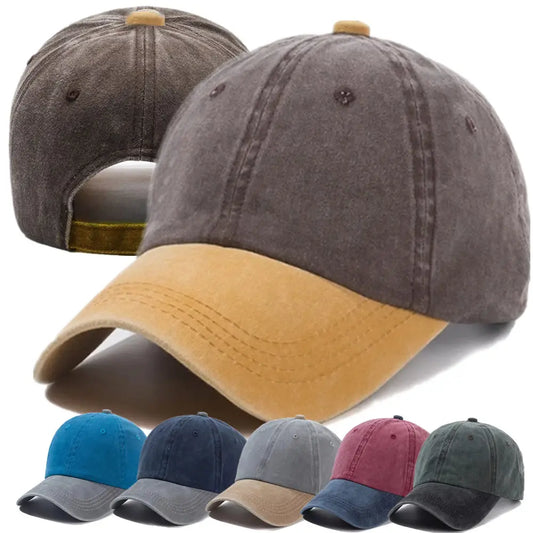 Hot Sale Unisex Cap Two-color Stitching Washed Cotton Baseball Cap Men & Women Casual Adjustable Outdoor Hats