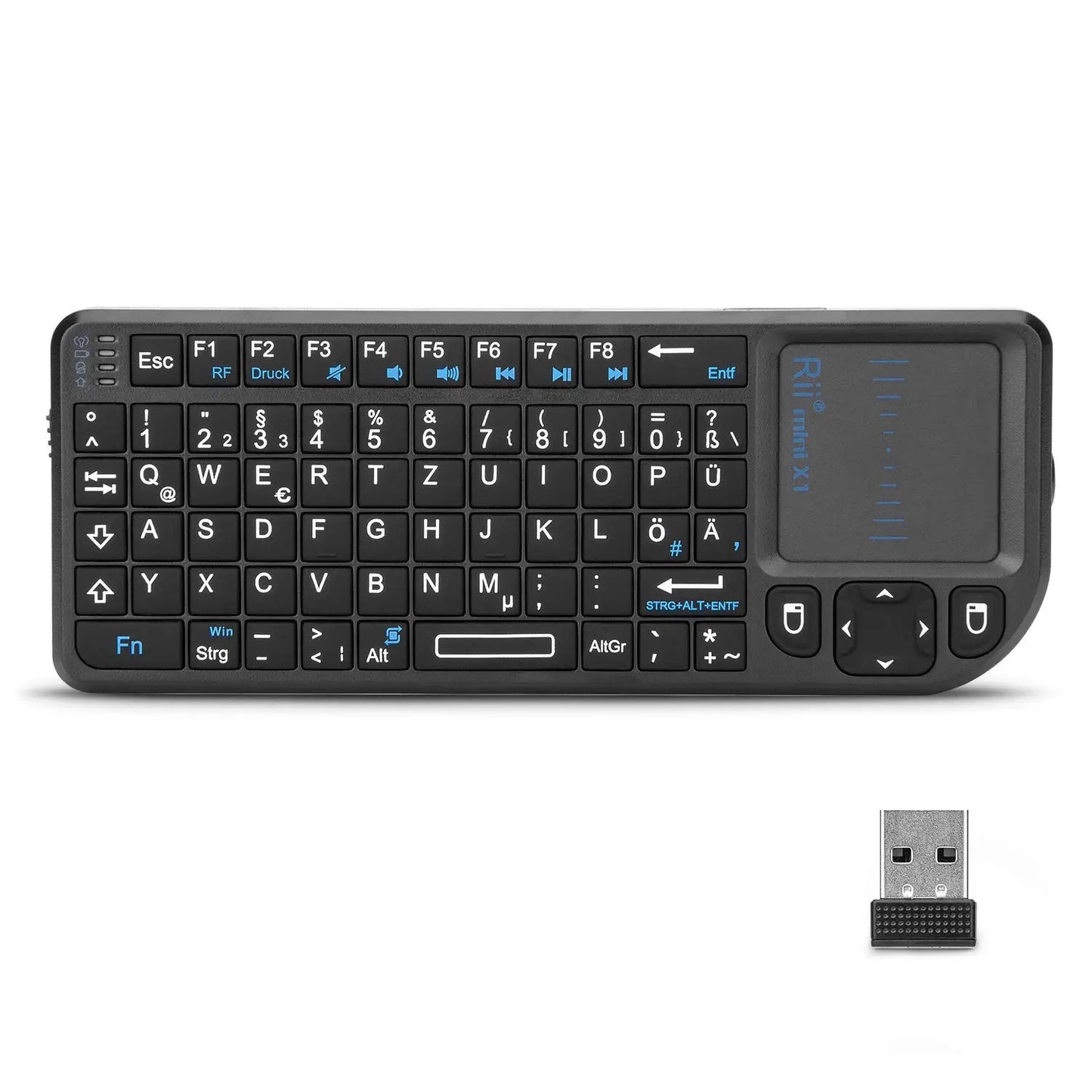 Teclado Mini Sem Fios Original Rii X1 2.4GHz Inglês/RU/ES/FR com TouchPad para Android TV Box/PC/Portátil