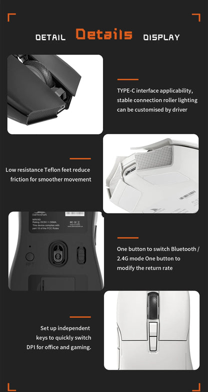 Motospeed Darmoshark N3 Pro Bluetooth kabellose Gaming-Maus Double 8K Tri-Mode wiederaufladbar PAW3395 64g ergonomische Gamer-Maus