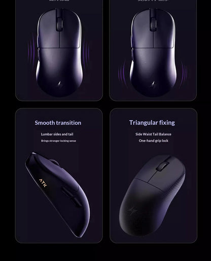NEW ATK U2 V2 Mini Ultimate Wireless Gaming Mouse Tri-model Lightweight PAW3950 Ultra 8KHz 500mAh Custom Ergonomic E-sports Mouse