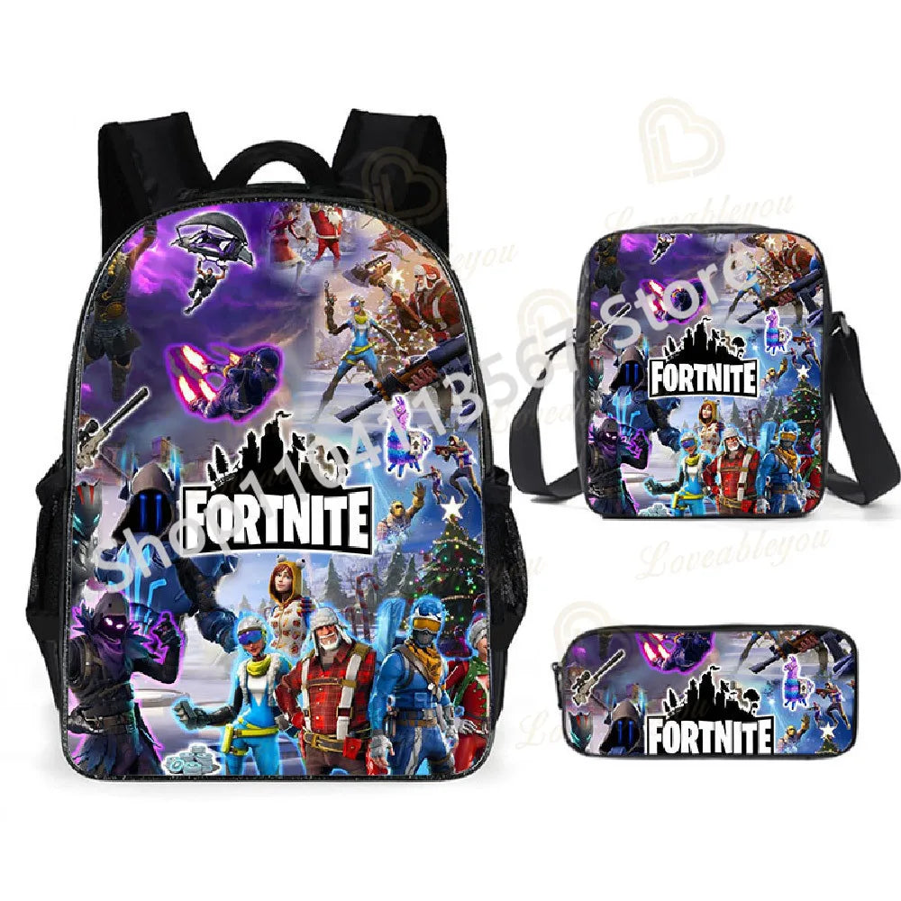 Fortnite Kids 3pcs Backpack Set Women Backpacks Office Stationery for Teenage Girls Boys Laptop Backpack Casual Travel Rucksack