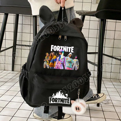 Nova Mochila Fortnite Cartoon para Rapaz e Rapariga, Mochila Escolar Casual de Grande Capacidade para Estudante, Mochila de Viagem com Orelhas de Coelho, Presente de Papelaria