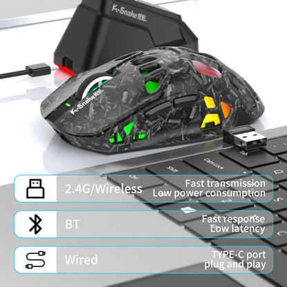 Mouse da gaming leggero Lenovo Tri-Mode con dock di ricarica RGB 12000DPI 2.4G/Bluetooth/cablato mouse ergonomico per PC laptop