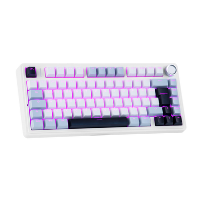 Teclado mecânico sem fios EPOMAKER x AULA F75 ISO-DE com conectividade tri-modo, layout alemão QWERTZ e bateria de 4000 mAh