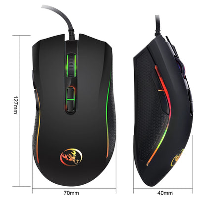 Scelta popolare HXSJ A869 mouse da gaming cablato ottico ergonomico RGB in ABS con regolazione della risoluzione a 4 livelli per laptop e PC