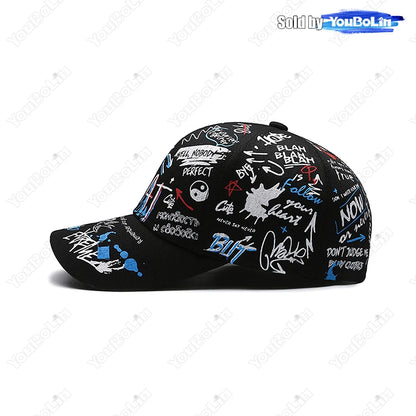 Graffiti Baseball Cap for Men Women – Cotton Adjustable Hat Street Style Snapback