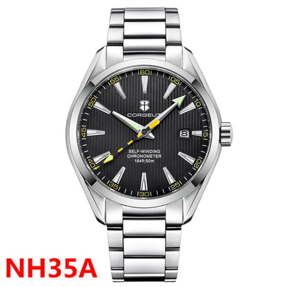 Luxury NH35 Movt Corgeut 41mm Man Sport Clock Automatic Relogio Masculino Mechanical Wristwatch Sapphire Steel Band Men's Watch