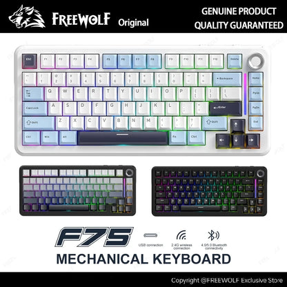 F75 Mechanical Keyboard FREEWOLF * AULA F75 Bluetooth Three-mode Keyboard, Dedicated for Gaming and Office Use
