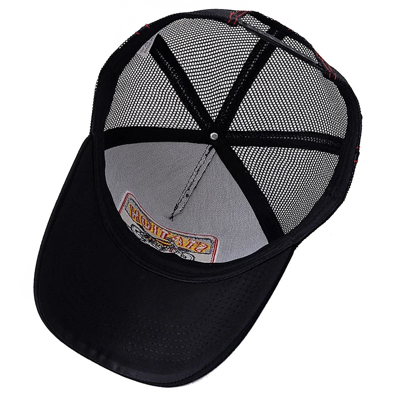 Unisex καπέλο Trucker με πλέγμα, κλασικό μοτίβο μοτοσικλέτας, αναπνεύσιμο καλοκαιρινό καπέλο μπέιζμπολ, καπέλο streetwear για άνδρες και γυναίκες