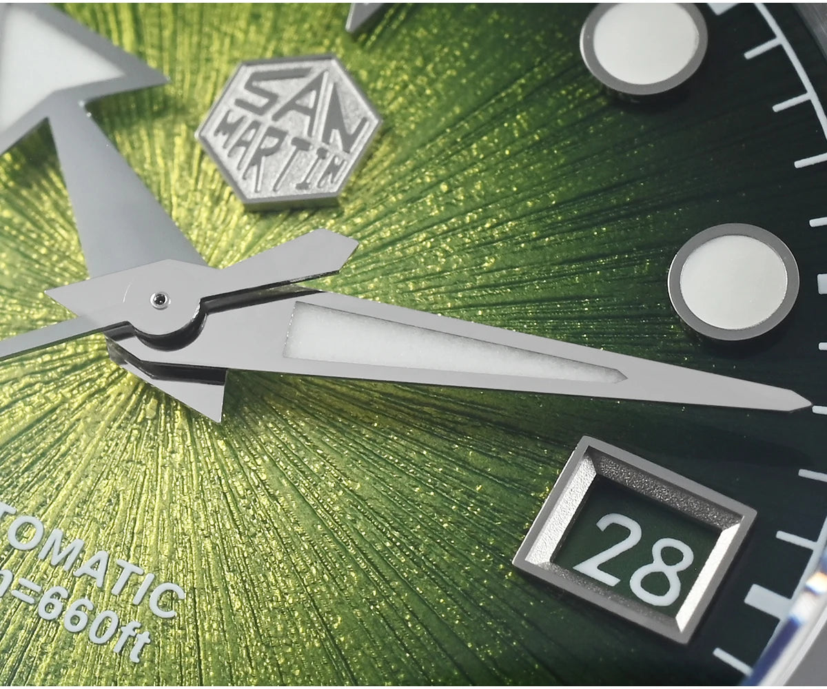 San Martin 40mm Luxus-Taucheruhr für Herren, Miyota 9015, Sunburst-Emaille-Zifferblatt, automatische mechanische Armbanduhr, wasserdicht bis 200m, SN0148