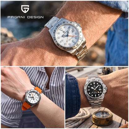 Relógio de mergulho masculino Pagani Design 2026 novo, 42mm, safira, mecânico automático GMT, impermeável 100m PD1682