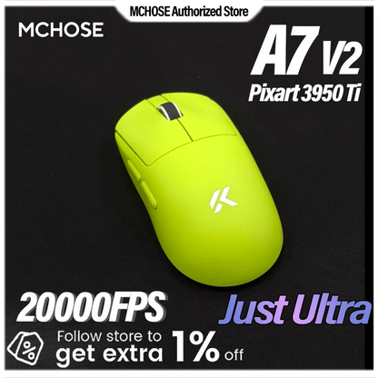 MCHOSE A7 V2 Ultra Wireless Gaming Mouse Pixart3950Ti Flagship Sensor Super 20000FPS for Accurate Tracking Support Web Driver