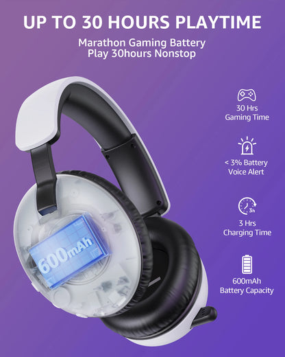 Acinaci BL500 kabelloses Gaming-Headset 2.4G Bluetooth 5.3 & kabelgebunden – Noise-Cancelling-Mikrofon, 30H Akku, 50mm-Treiber für PC, PS5, PS4