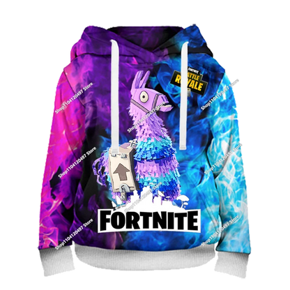 Hoodie Anime Fortnite Infantil, Sweatshirt Masculina Streetwear Hip-Hop Desportiva, Casual, Corte Largo, Moda Outdoor