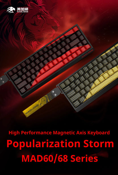Teclado gaming FGG MAD60 RGB de eixo magnético, dedicado a jogos, com teclas totalmente hot-swap, resposta rápida e personalização de entrada de gama
