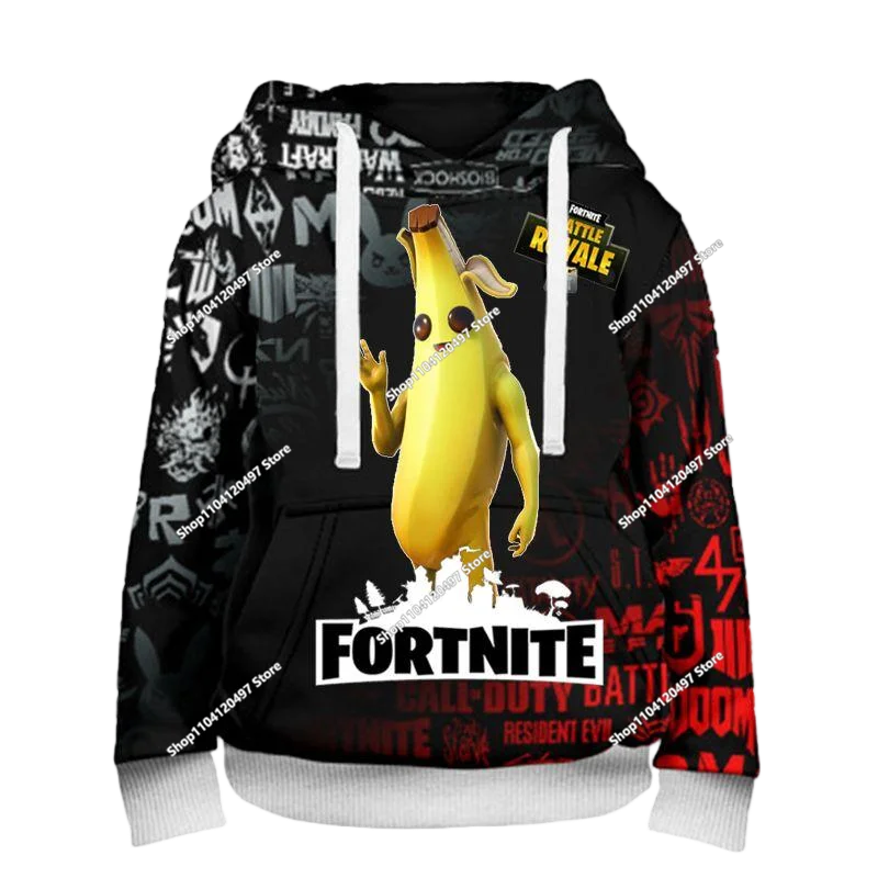Sweatshirt com Capuz Infantil 3D 2025, Nova Série Anime Fortnite Estampada, Pullover de Marca Trendy, Presente