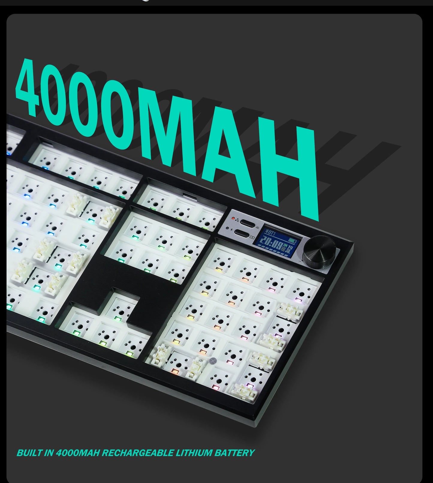 GMK104 Mechanical Keyboard Kit Three Mode Gaming Keyboard Hot Swap Backlit Gasket Structure This VIA with display screen