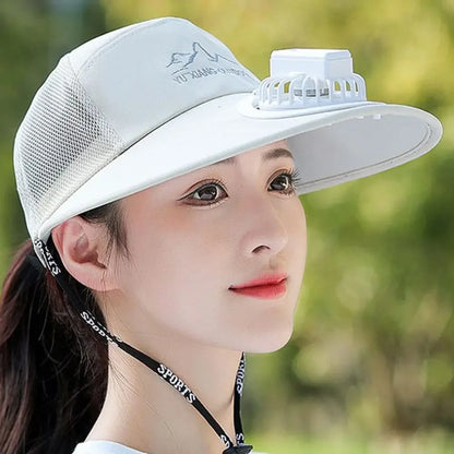 Cappellino da baseball con ventola, ventilatore rinfrescante ricaricabile via USB per l’estate, protezione solare per il golf all’aperto, cappellino con visiera regolabile a 2 velocità, cappellino da escursionismo con ventola