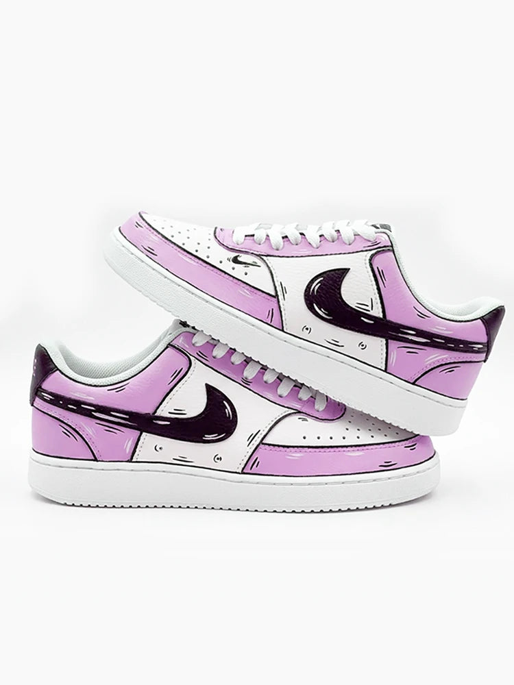 Custom Sneakers Nike Court Vision Messy Line Design Wild Romantic Dream Comic Pattern Couple Matching Shoes Unisex Retro Shoes