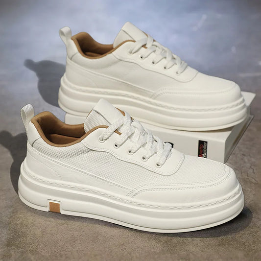 British Style Casual Leather Shoes Men Classic Soft Leather Breathable Lace-Up Walking Shoes Flat Brand Minimalist Driving Shoes