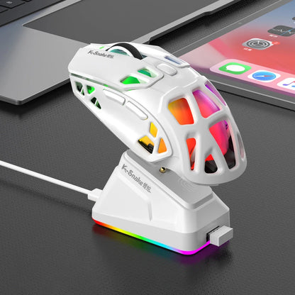 Mouse da gaming leggero Lenovo Tri-Mode con dock di ricarica RGB 12000DPI 2.4G/Bluetooth/cablato mouse ergonomico per PC laptop