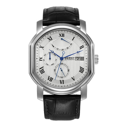 BERNY Men's Mechanical Watch, Top Accuracy, Automatic Wristwatch, Luxury Male Clock, Sapphire, Self-Winding, Waterproof
