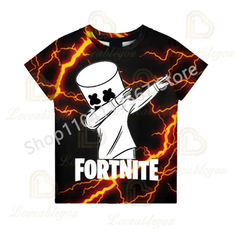 T-shirt de Verão F-Fortnited para Crianças 100-160cm, Promoção Especial, para Meninos, Bebés e Crianças Pequenas, T-shirts Divertidas de Gaming, Moda para Meninas e Meninos, Presente de Aniversário