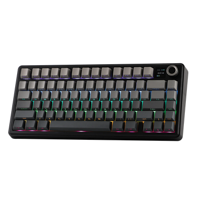 Teclado mecânico sem fios EPOMAKER X AULA F75 MAX Compact 75% ANSI Layout com ligação com fios/Bluetooth/2.4GHz, ecrã TFT e botão rotativo