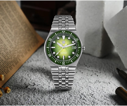 San Martin 40mm Enamel Spiral Dial Integrated Bracelet Men Diver Watch Miyota 9015 Automatic Mechanical Waterproof 200m SN0148