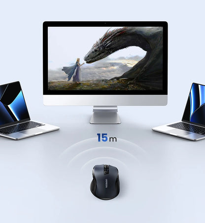 UGREEN Wireless Mouse Bluetooth 5.0 Mouse Ergonomic 4000DPI 6 Mute Buttons Mouse For MacBook Tablet Laptops Computer PC 2.4G Mice