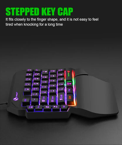 35keys One Handedly Single Hand Mini Gaming Keyboard USB Ultra-slim Wired Backlight Keyboard for Laptop Desktop PC Smartphone