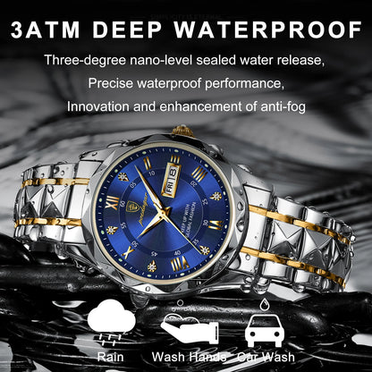 POEDAGAR Luxury Business Men's Watches Waterproof Stainless Steel Luminous Man Wristwatch Date Week Quartz Sport Men Watch Reloj