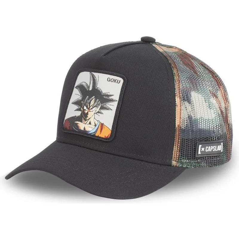 Cappellino Dragon Ball Son Goku da viaggio estivo con visiera, da uomo, ricamato, stile hip-hop, visiera parasole, cappellino trucker regolabile in rete