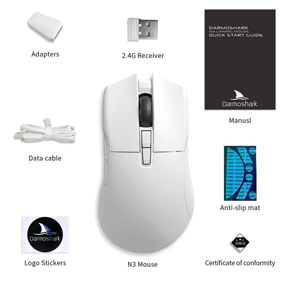 Motospeed Darmoshark N3 Pro Bluetooth kabellose Gaming-Maus Double 8K Tri-Mode wiederaufladbar PAW3395 64g ergonomische Gamer-Maus