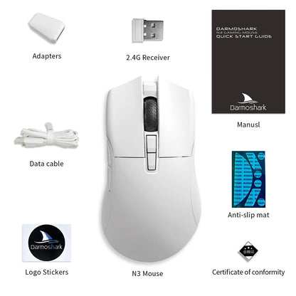 Motospeed Darmoshark N3 Pro Bluetooth kabellose Gaming-Maus Double 8K Tri-Mode wiederaufladbar PAW3395 64g ergonomische Gamer-Maus