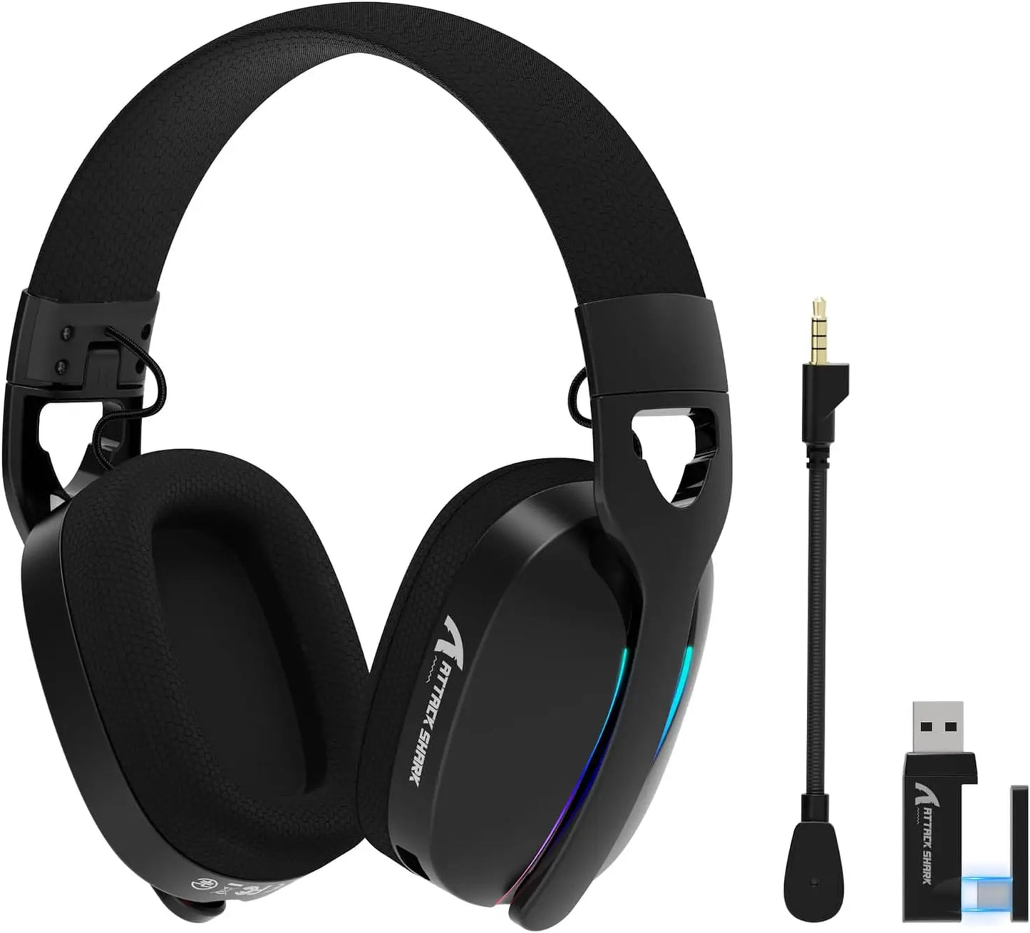 Cuffie da gaming wireless MAMBASNAKE x ATTACK SHARK L90 RGB – Cuffie da gaming pieghevoli Tri-Mode Bluetooth 2.4G wireless e cablate con microfono rimovibile