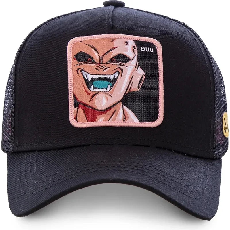 Cappellino Dragon Ball Son Goku da viaggio estivo con visiera, da uomo, ricamato, stile hip-hop, visiera parasole, cappellino trucker regolabile in rete