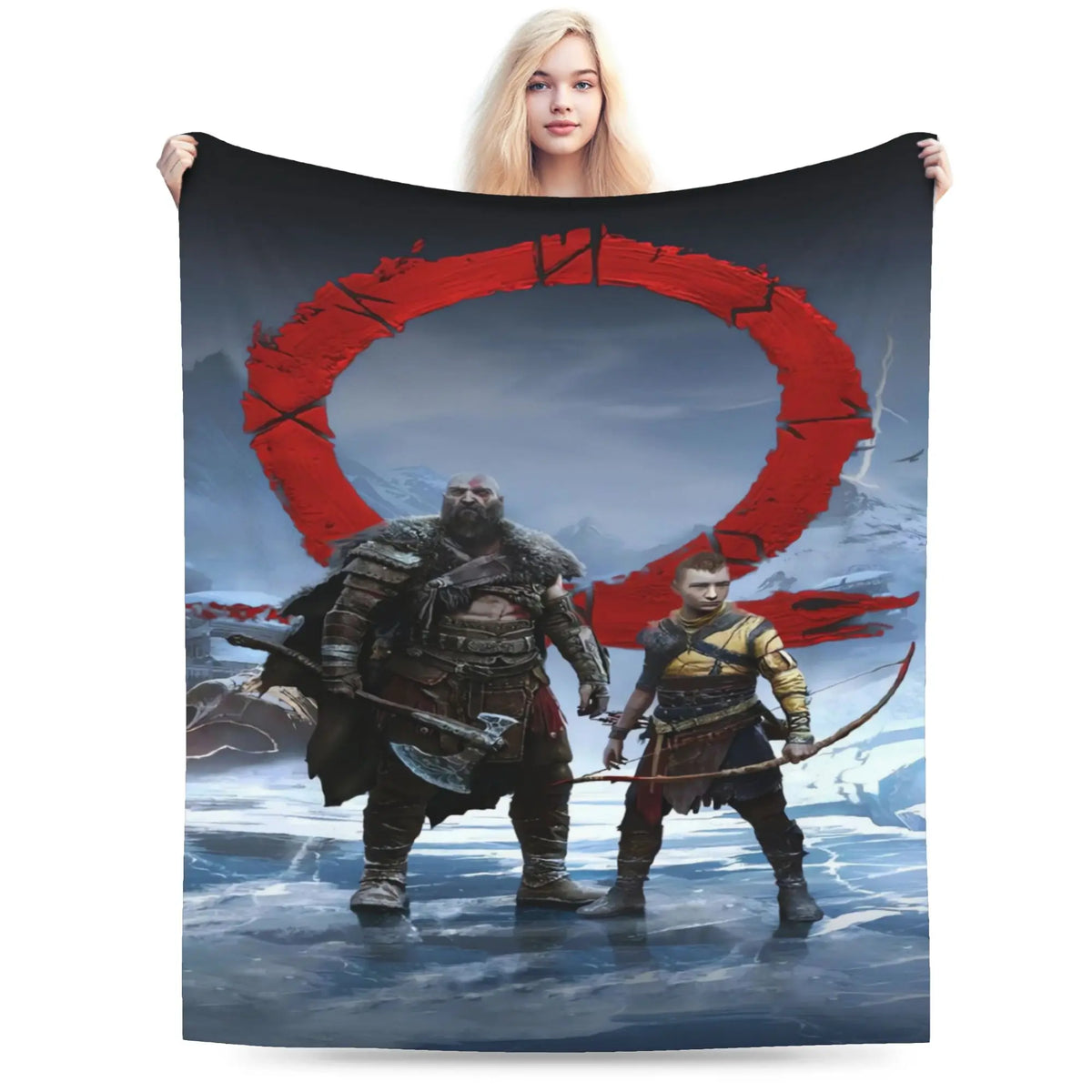God of War Game Gamers Kratos Warm Blanket  Decorative Plush Throw Blanket Funny Couch Bed Flannel Bedspread Sofa Bed Cover