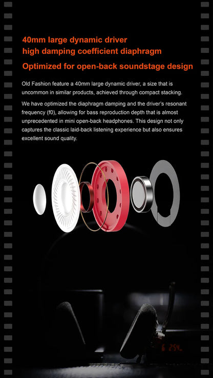 MOONDROP OLD FASHIONED On-Ear Headphone 40mm large dynamic driver 0.78-2pin 3.5mm Plug