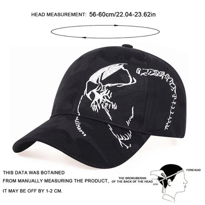 Unisex Skeleton Embroidery Baseball Caps Outdoor Adjustable Spring and Autumn Casual Sunscreen Hat