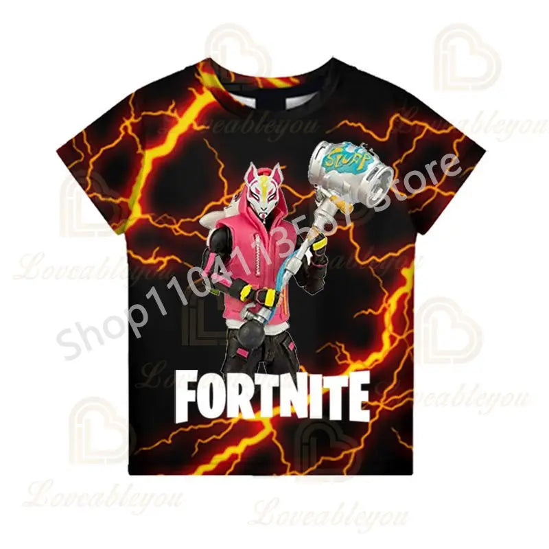 T-shirt de Verão F-Fortnited para Crianças 100-160cm, Promoção Especial, para Meninos, Bebés e Crianças Pequenas, T-shirts Divertidas de Gaming, Moda para Meninas e Meninos, Presente de Aniversário