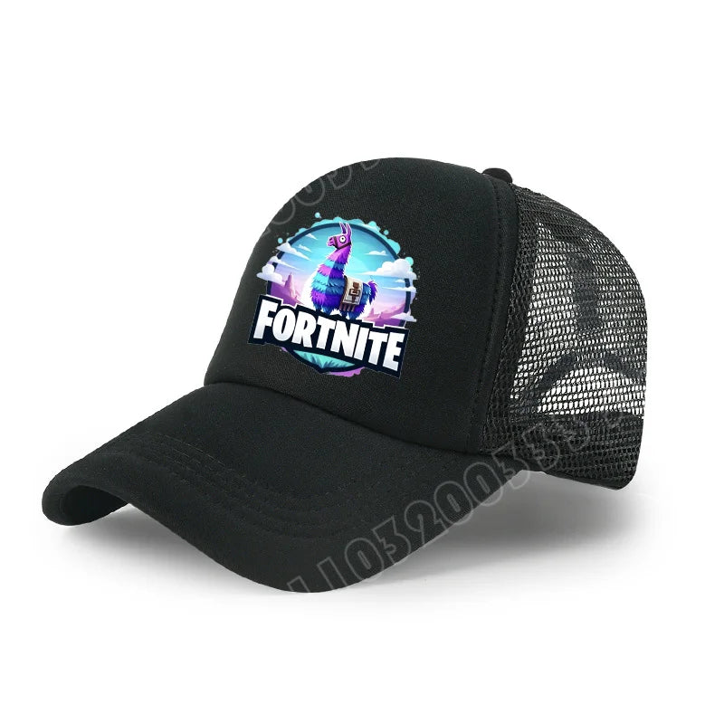 Dětská letní kšiltovka Fortnite s potiskem ve stylu kreslené hry, prodyšná síťovina, nastavitelná čepice s kšiltem, dárek k narozeninám pro děti