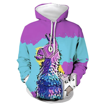 Fortnite 2024 Kinder-Sweatshirt mit digitalem 3D-Druck, Hoodie als Pullover-Jacke für Herren und Damen, langärmelig, Kindergeschenk