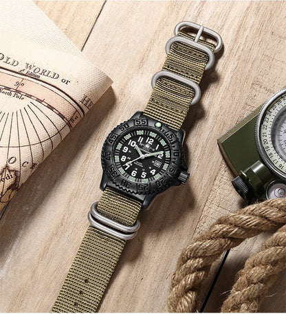 ADDIESDIVE 2023 Men's Sports Watch Military Sports Luxury Rotating Bezel Luminous Watch Nylon Strap 50m Waterproof Quartz Watch