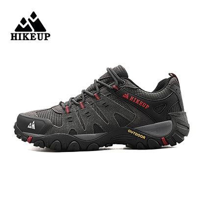HIKEUP Мъжки туристически обувки от велурена кожа, устойчиви на износване outdoor обувки за трекинг, разходки, лов и тактически маратонки