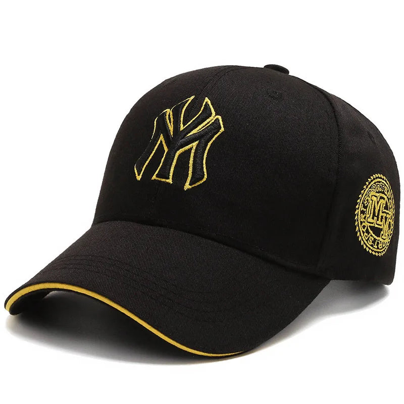 Four Seasons HatsMen Trendy Black Retro brooklyn Letter Embroidery Baseball Cotton Adjustable Casual Hat Hip Hop Sun Hats